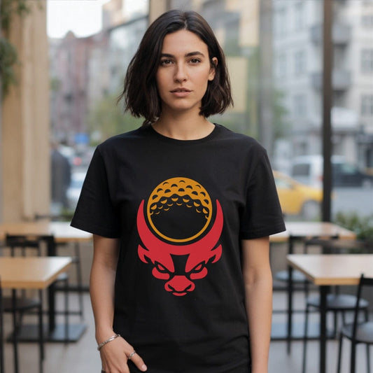 Bull Horned Warrior Graphic Black T-Shirt