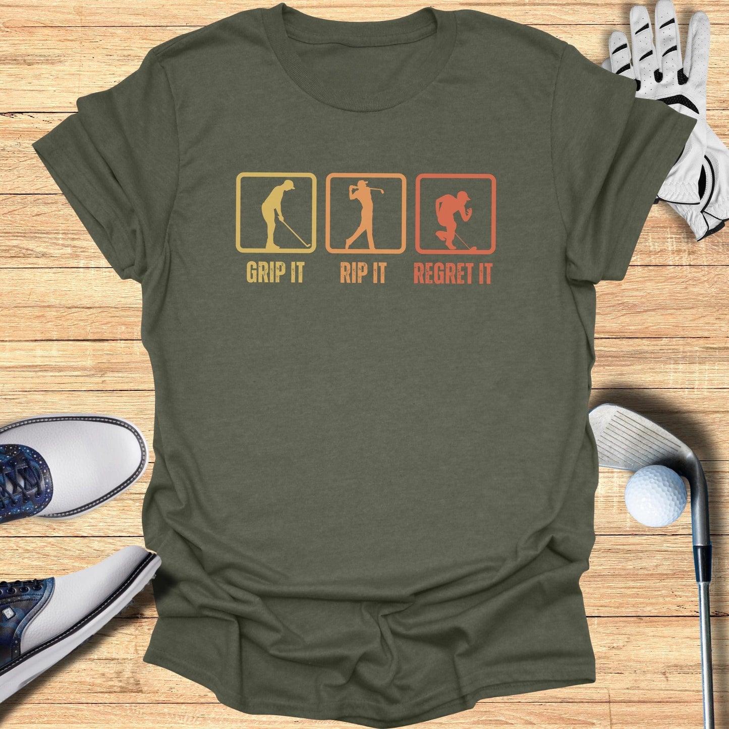 Grip Rip Regret T-Shirt - Funny Golf Tee by Swing Epic