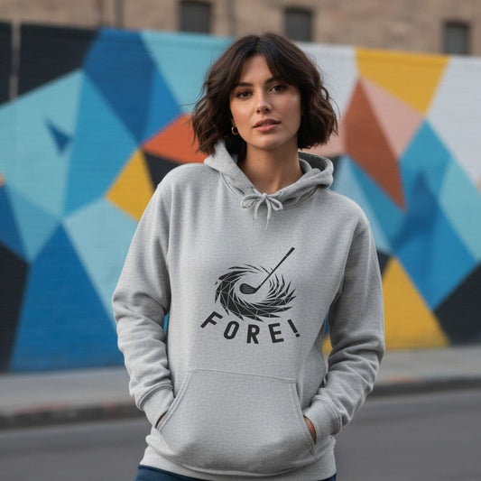 Trendy Fore! Hoodie with Modern Graphic Design