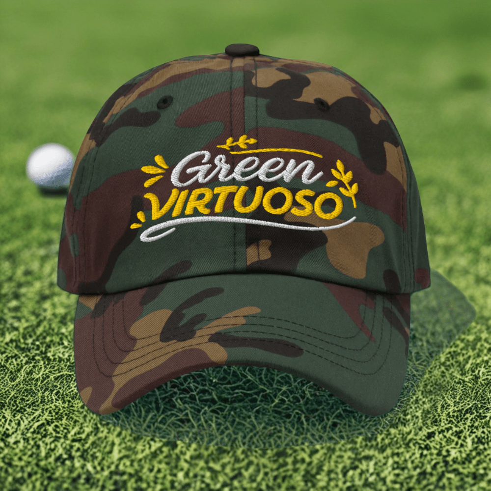 Green Virtuoso Masterpiece Design Embroidered Golf Cap - Funny Golf Tee by Swing Epic