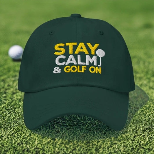 Stay Calm & Golf On Funny Embroidered Golf Cap - Funny Golf Tee by Swing Epic