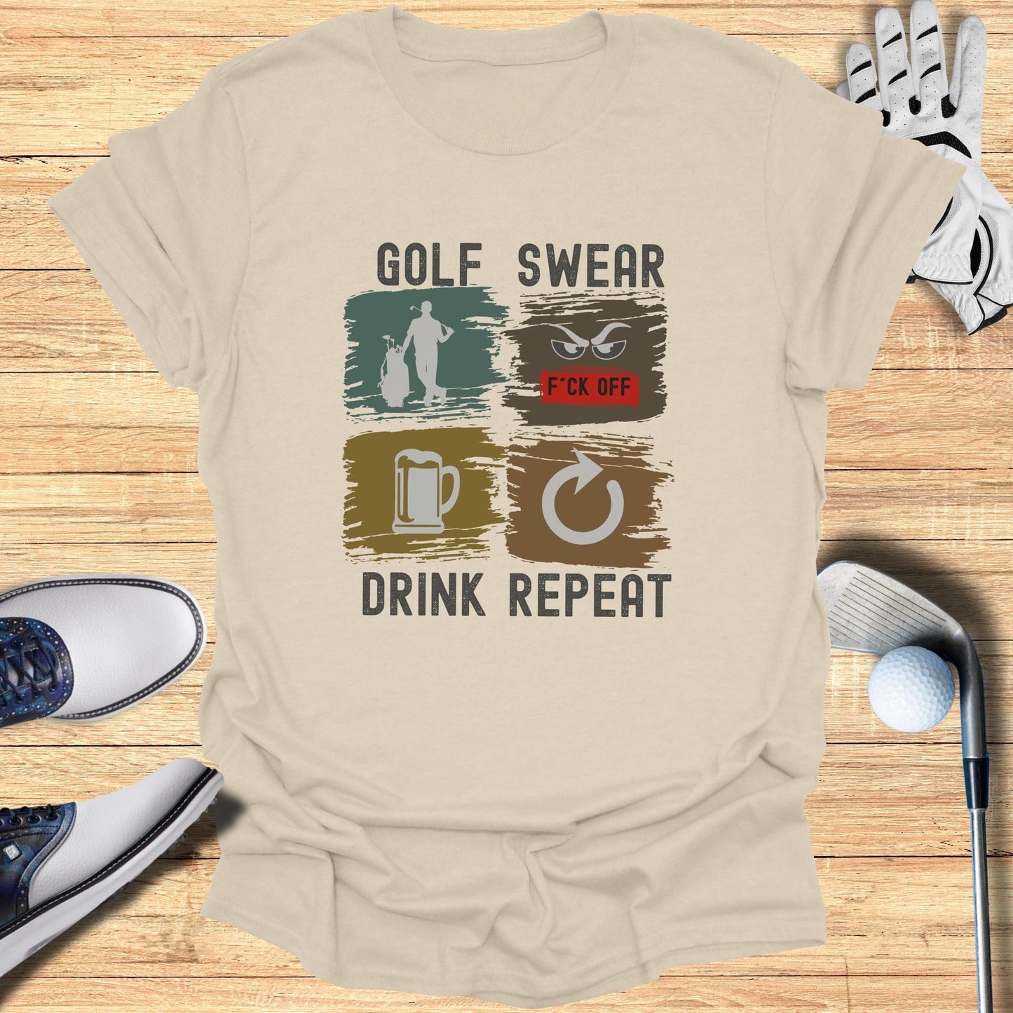 Golf Swear Drink Repeat T-Shirt - Funny Golf Tee by Swing Epic