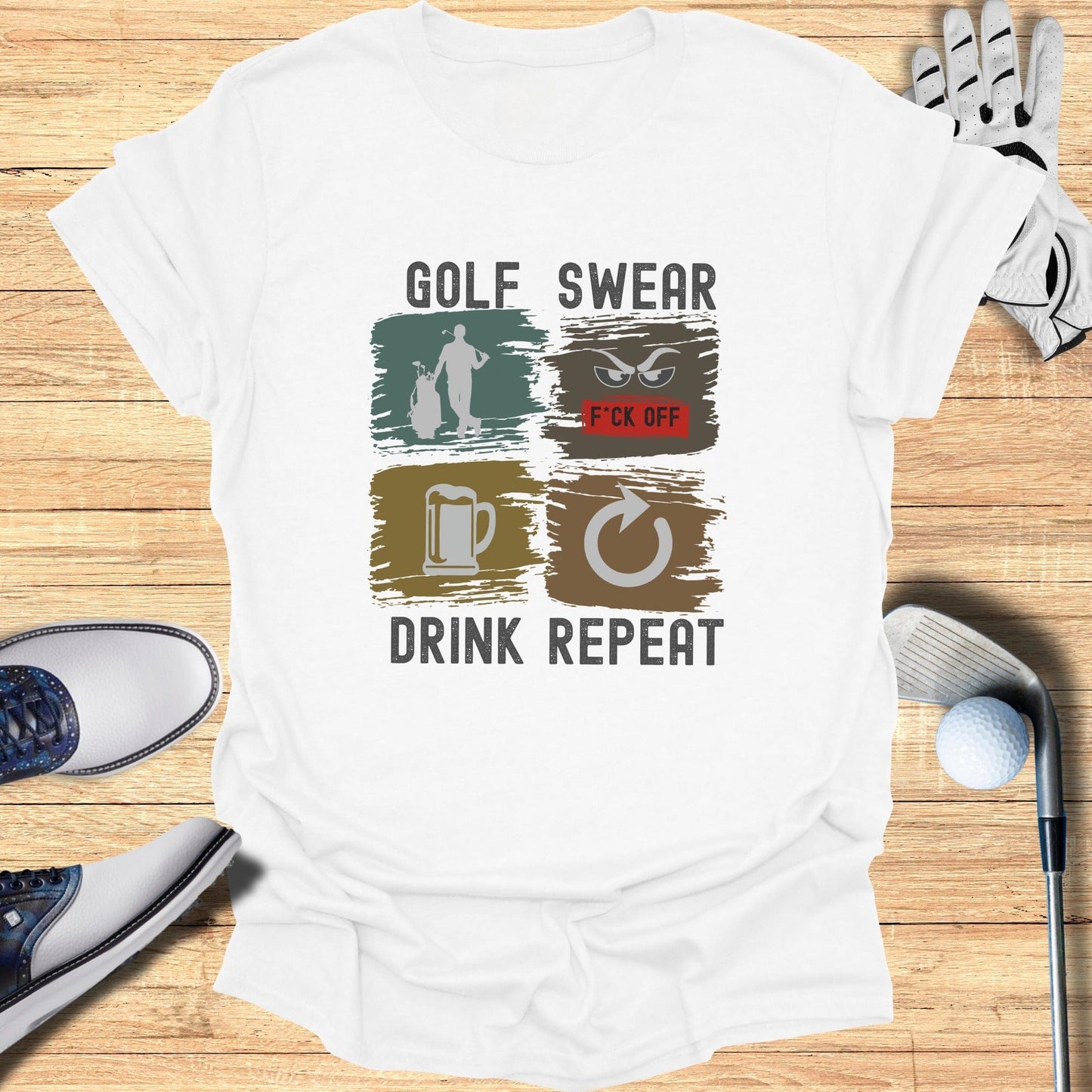 Golf Swear Drink Repeat T-Shirt - Funny Golf Tee by Swing Epic