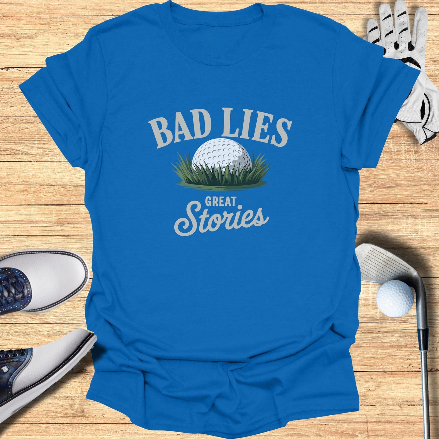 Bad Lies Great Stories T-Shirt - Funny Golf Tee by Swing Epic