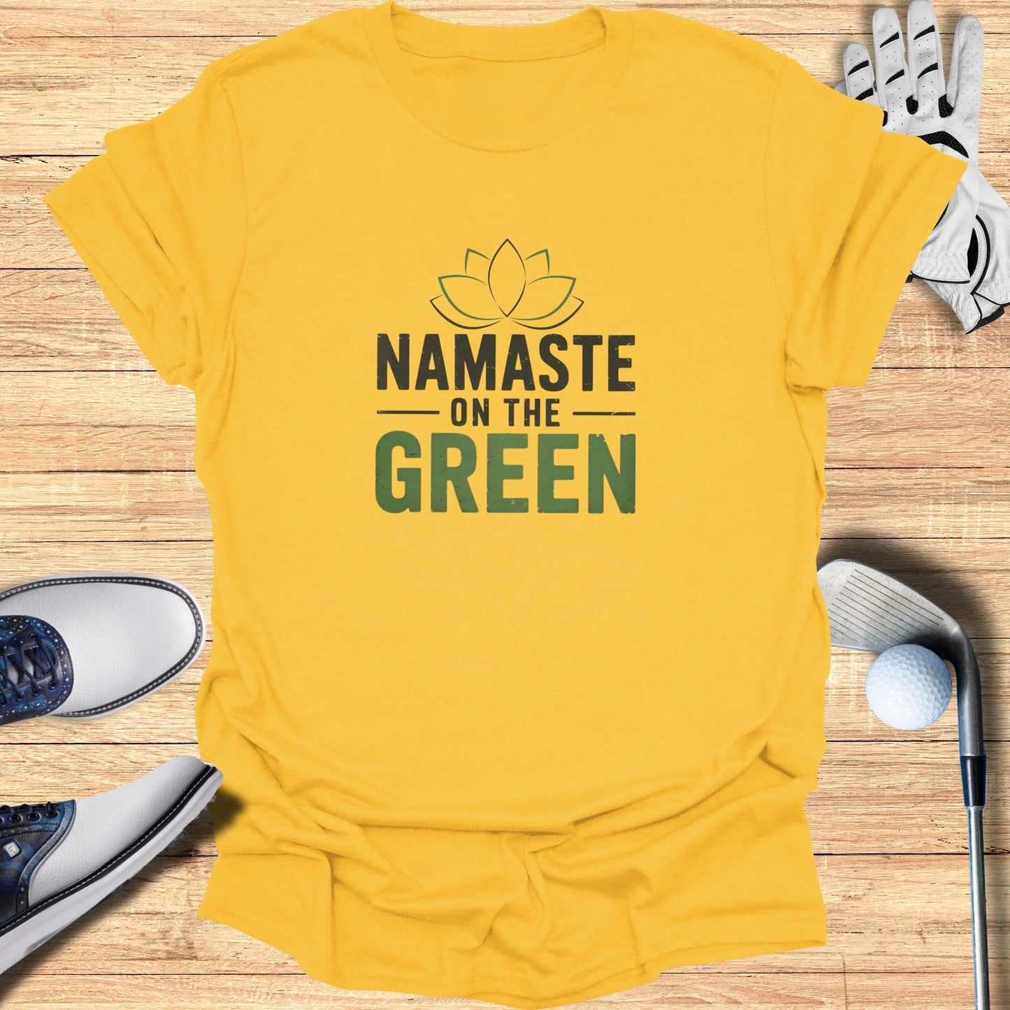 Namaste On The Green T-Shirt - Funny Golf Tee by Swing Epic