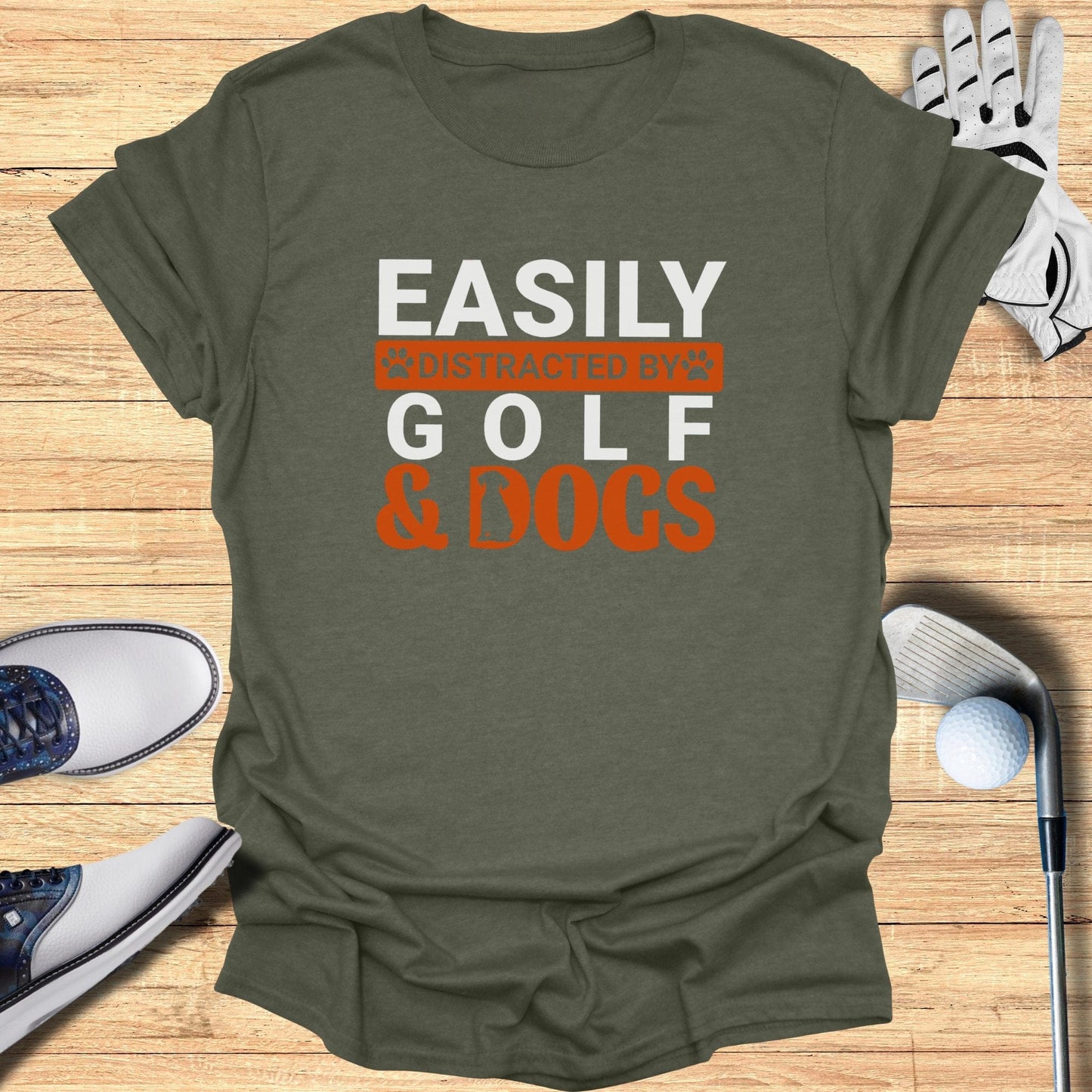 Easily Distracted By Golf & Dogs T-Shirt - Funny Golf Tee by Swing Epic