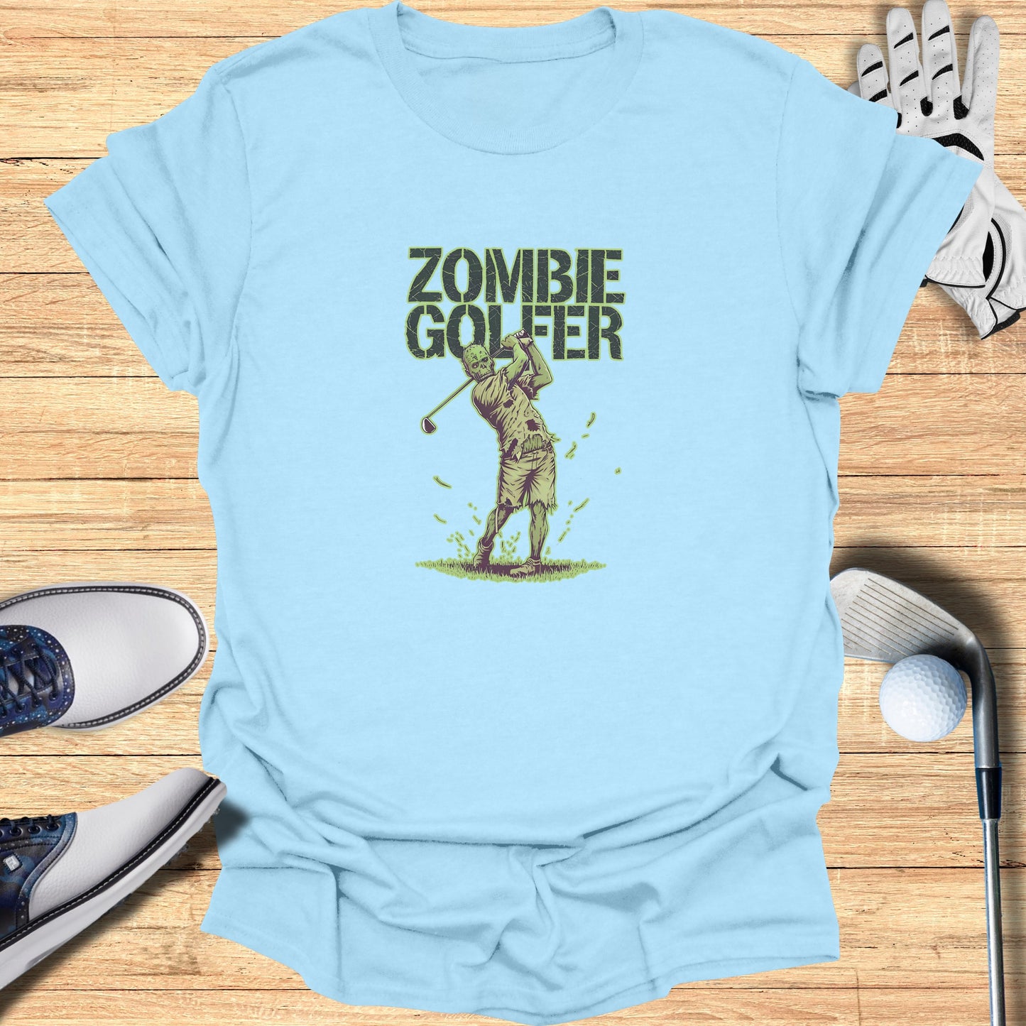 Zombie Golfer Graphic Tee Halloween Theme Clothing Product