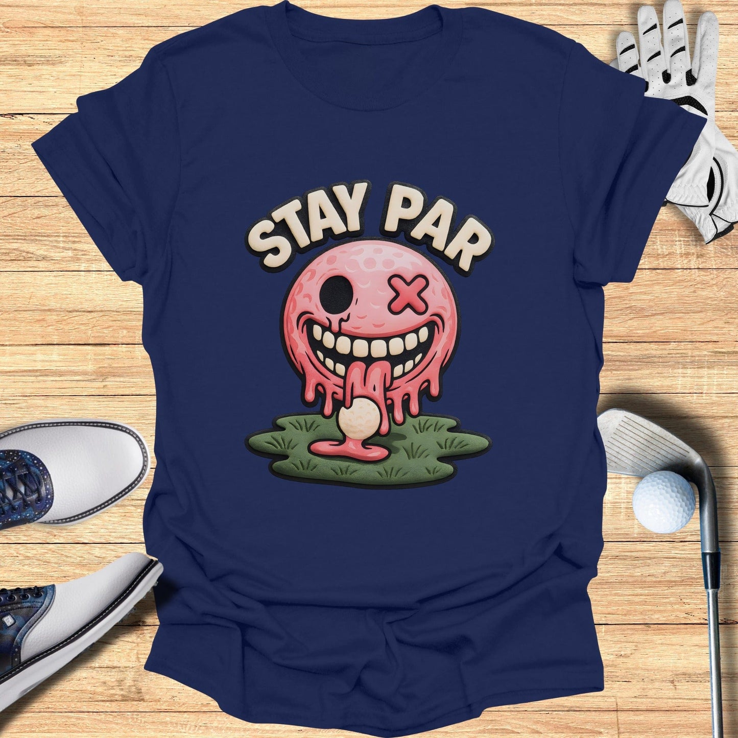Stay Par Melting Golfball Graphic T-Shirt