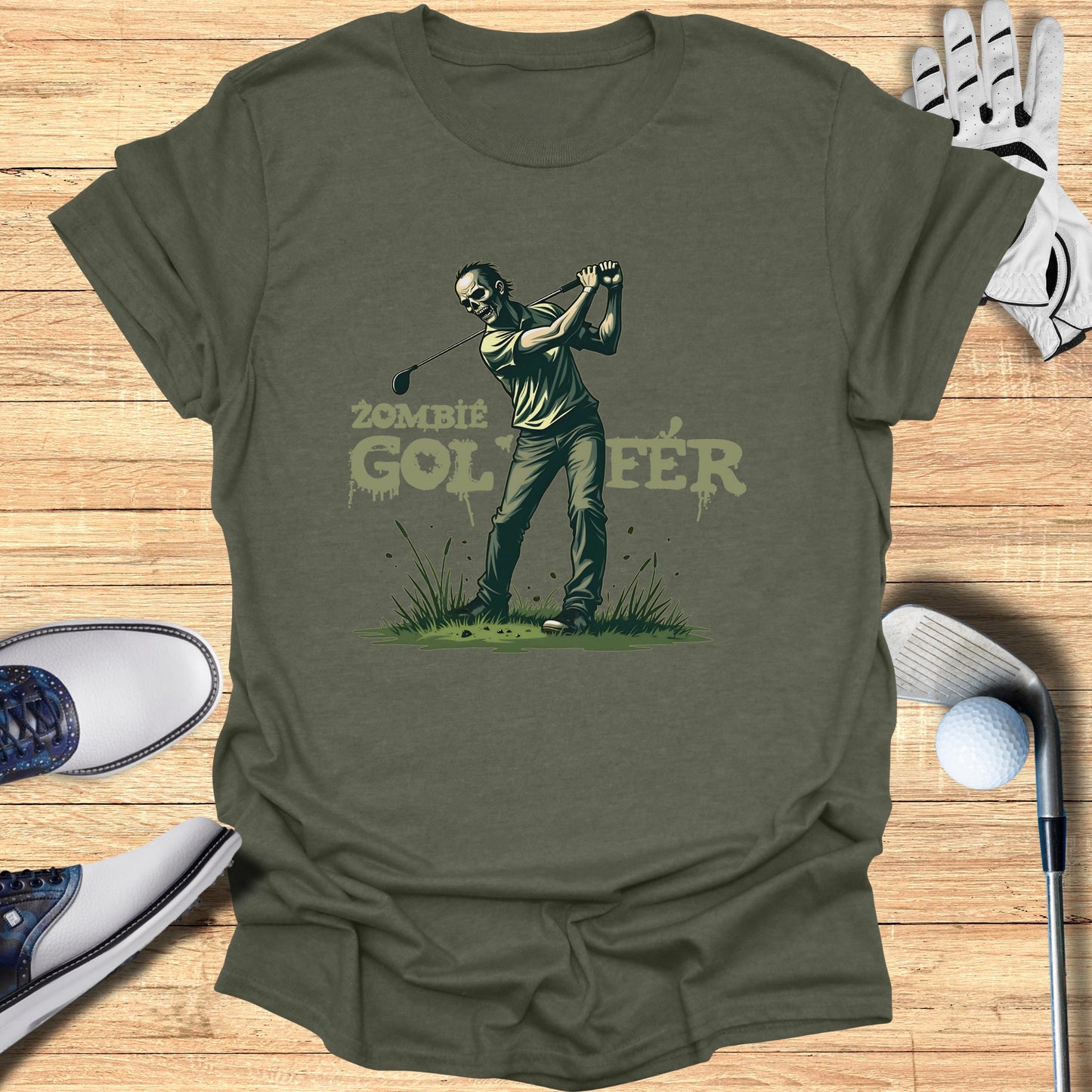 Zombie Golfer Funny Graphic T-shirt product type