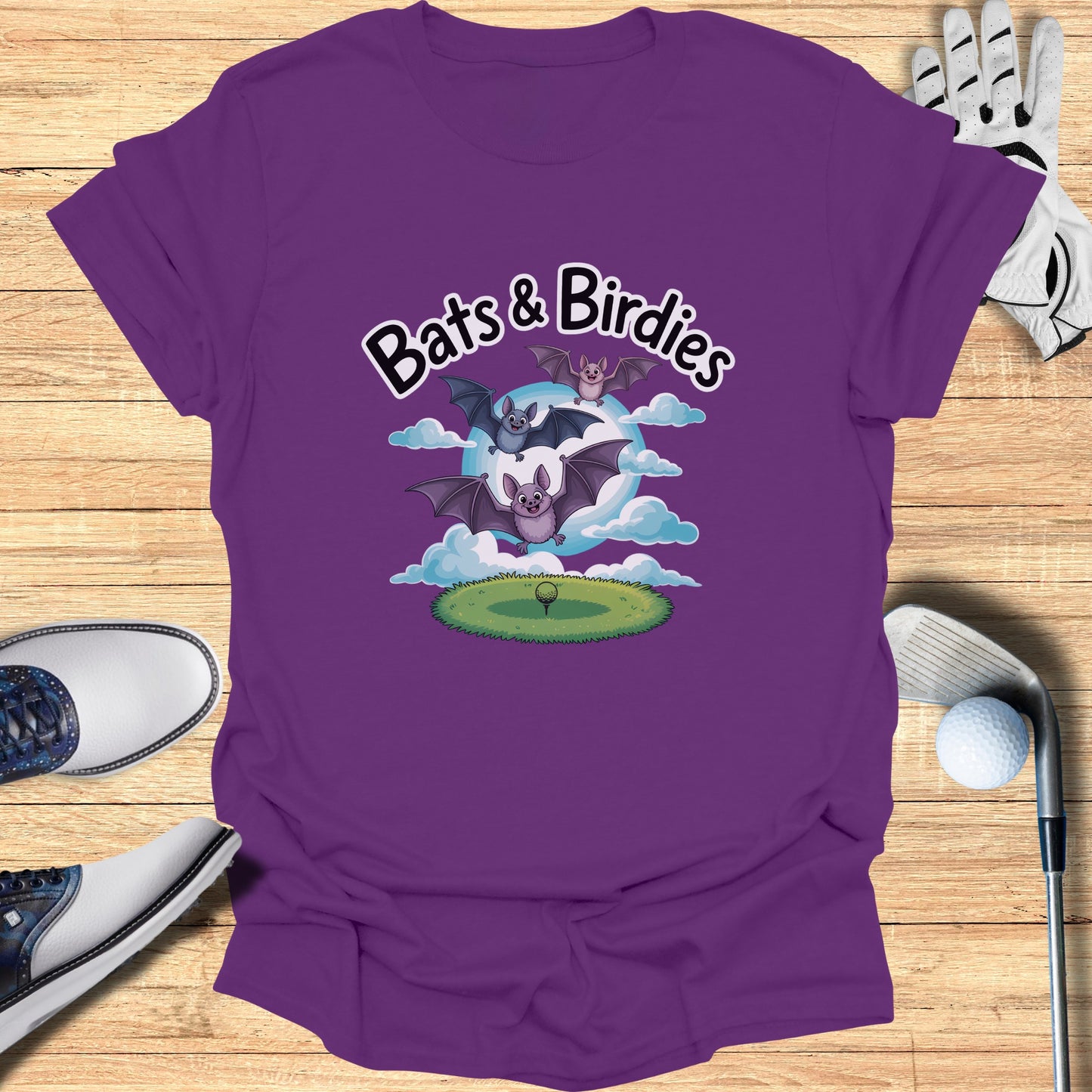 Bats and Birdies Golf Themed Graphic Tee product