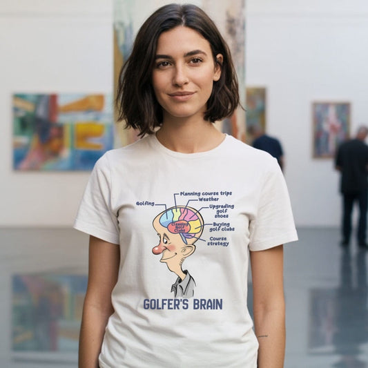 Funny Golfer's Brain Graphic Tee for Golf Enthusiasts