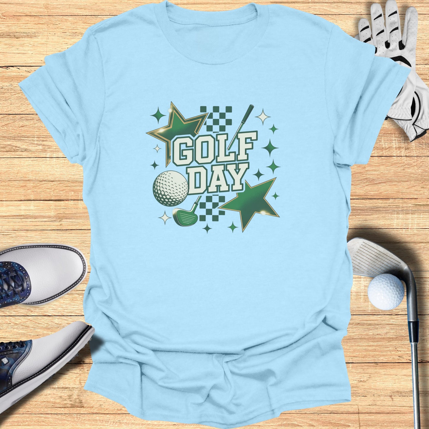 Golf Day T-Shirt with Stars and Checkered Print product