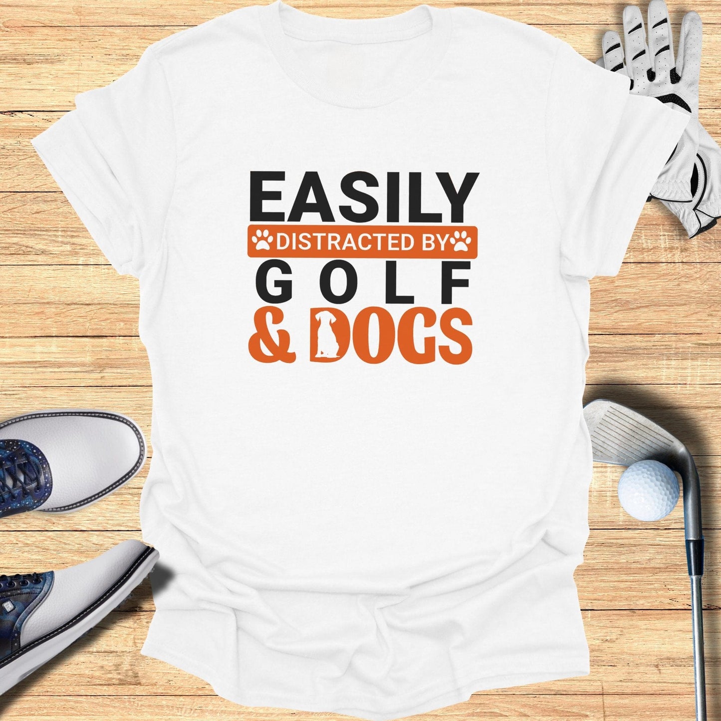 Easily Distracted By Golf & Dogs T-Shirt - Funny Golf Tee by Swing Epic