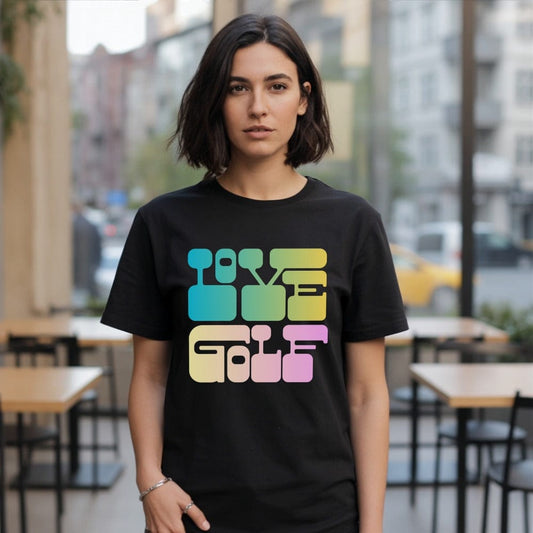 Colorful Love Golf Graphic Tee Shirt for Everyday Wear