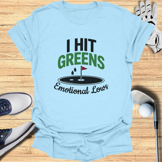Greens & Emotional Lows T-Shirt - Funny Golf Tee by Swing Epic
