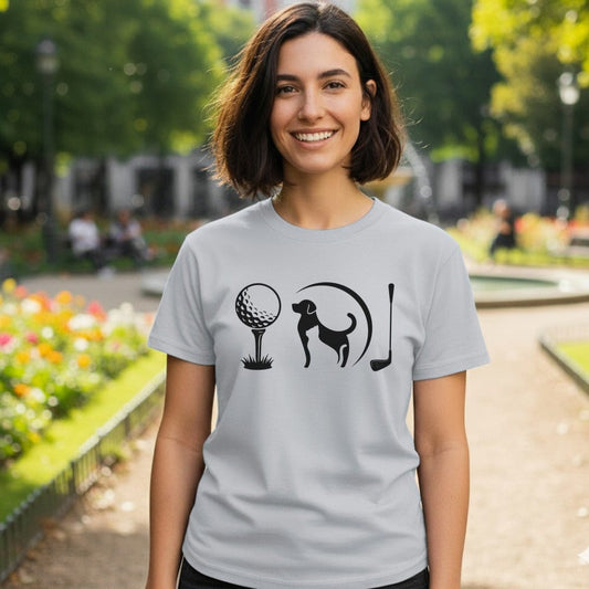 Golf Dog and Club Themed Graphic T-Shirt