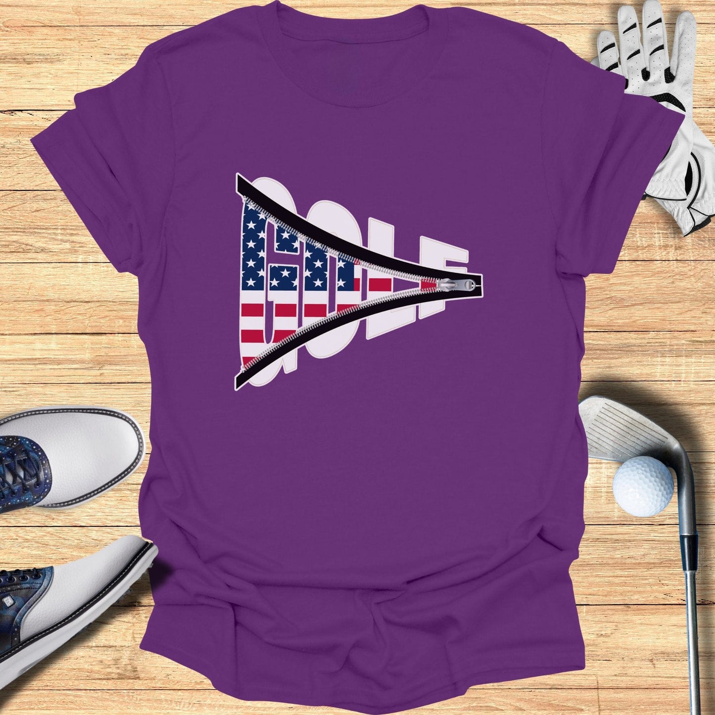 Stars and Stripes Zip T-Shirt - Funny Golf Tee by Swing Epic
