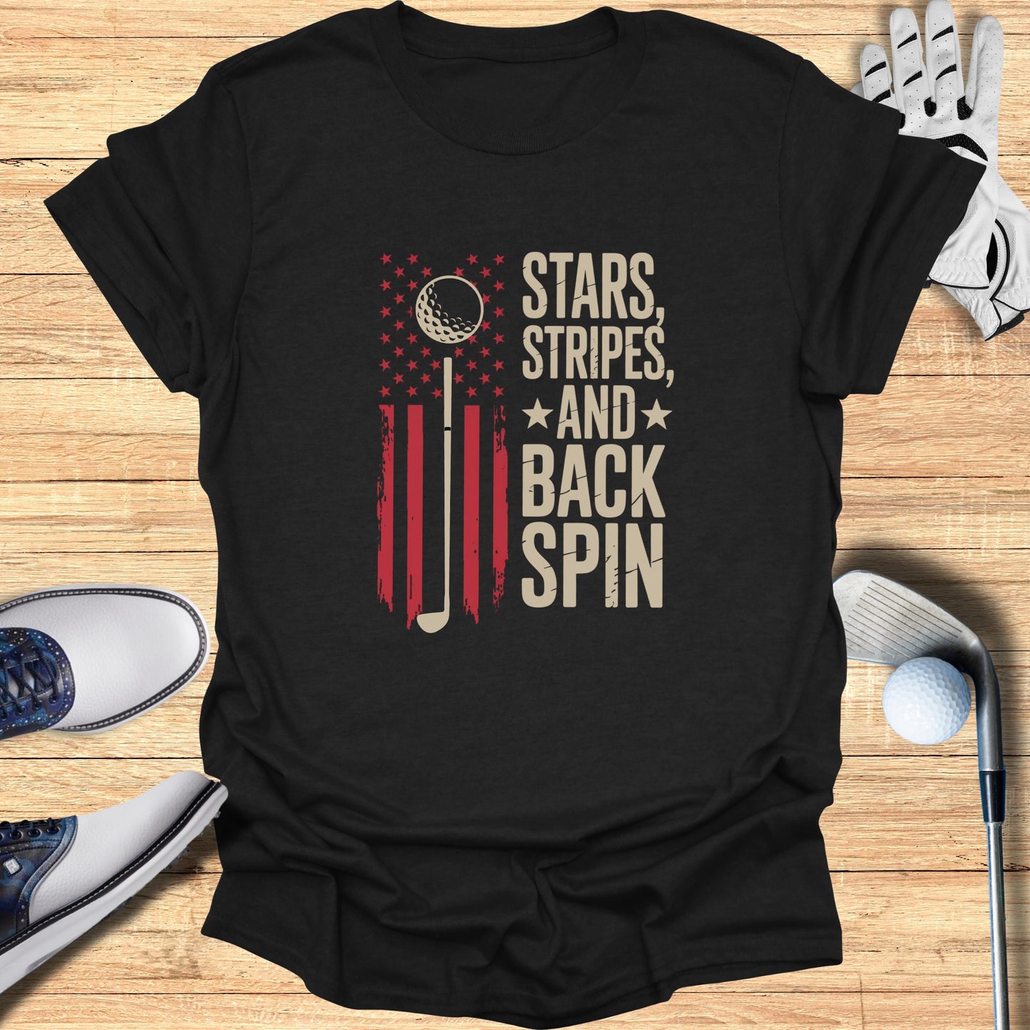 Stars Stripes and Back Spin Golf T-shirt product