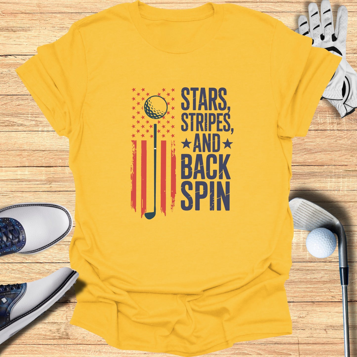 Stars Stripes and Back Spin Graphic Print T-Shirt product type