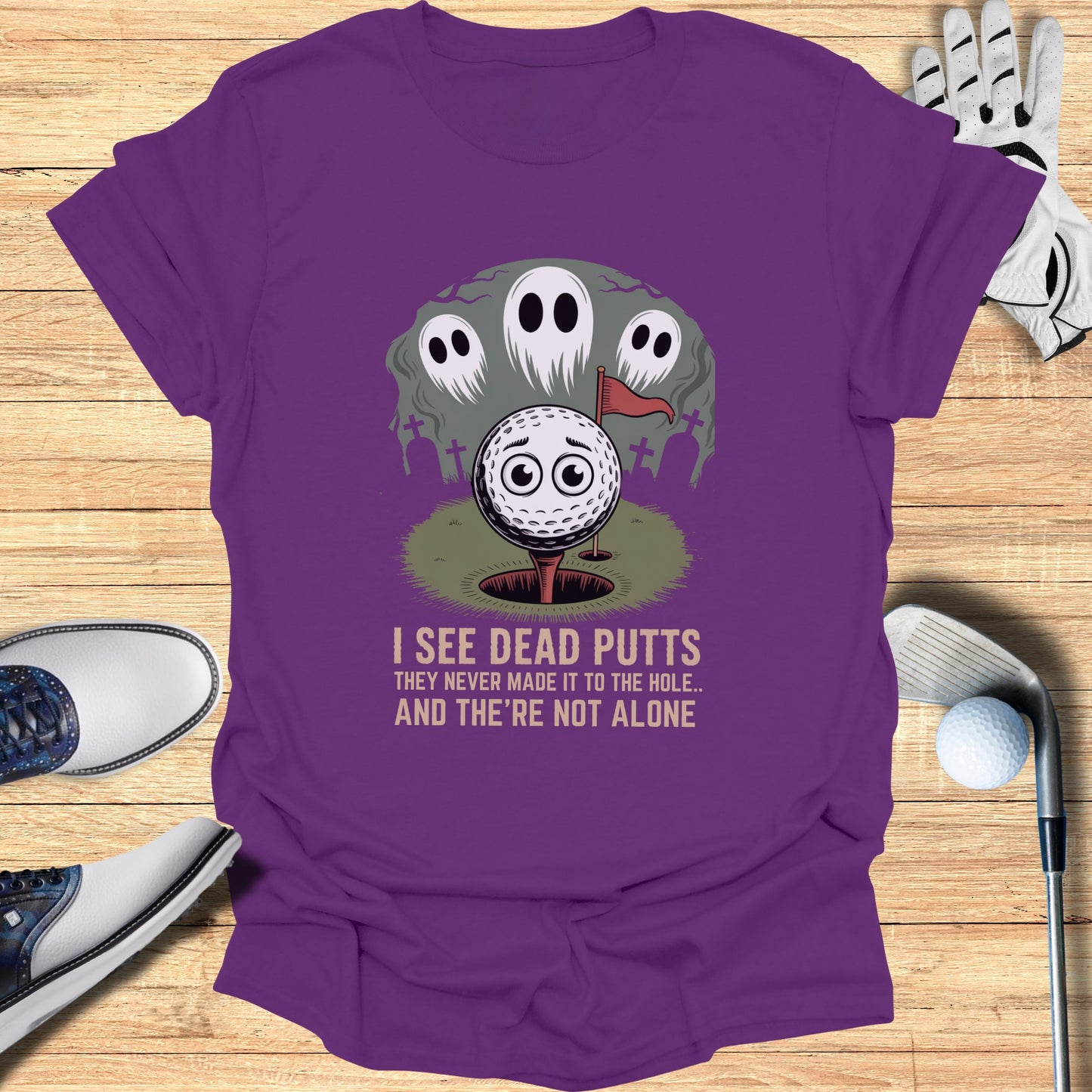I See Dead Putts Graphic Purple Golf T-shirt product type