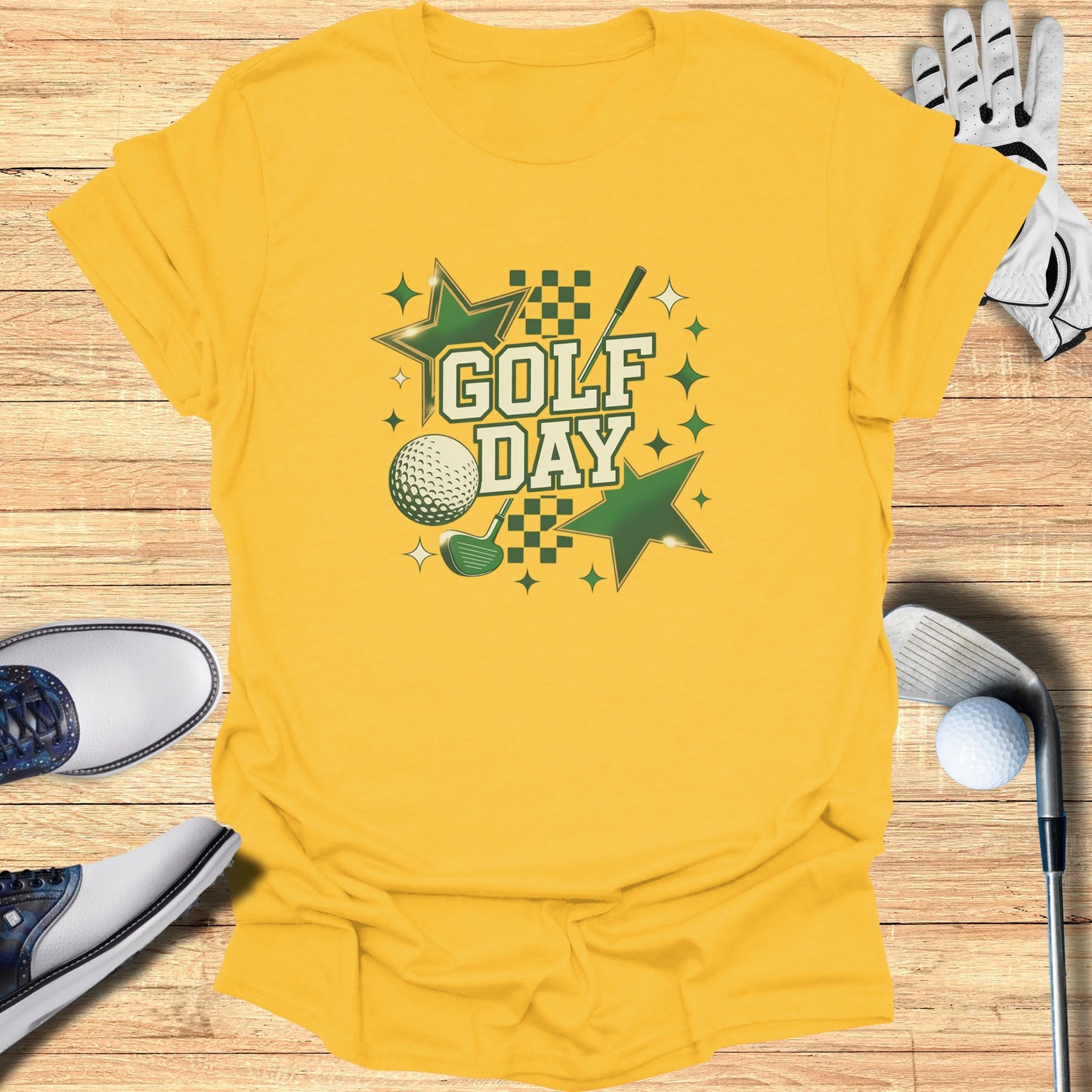 Vibrant Yellow Golf Day T-Shirt Unisex Tee product type