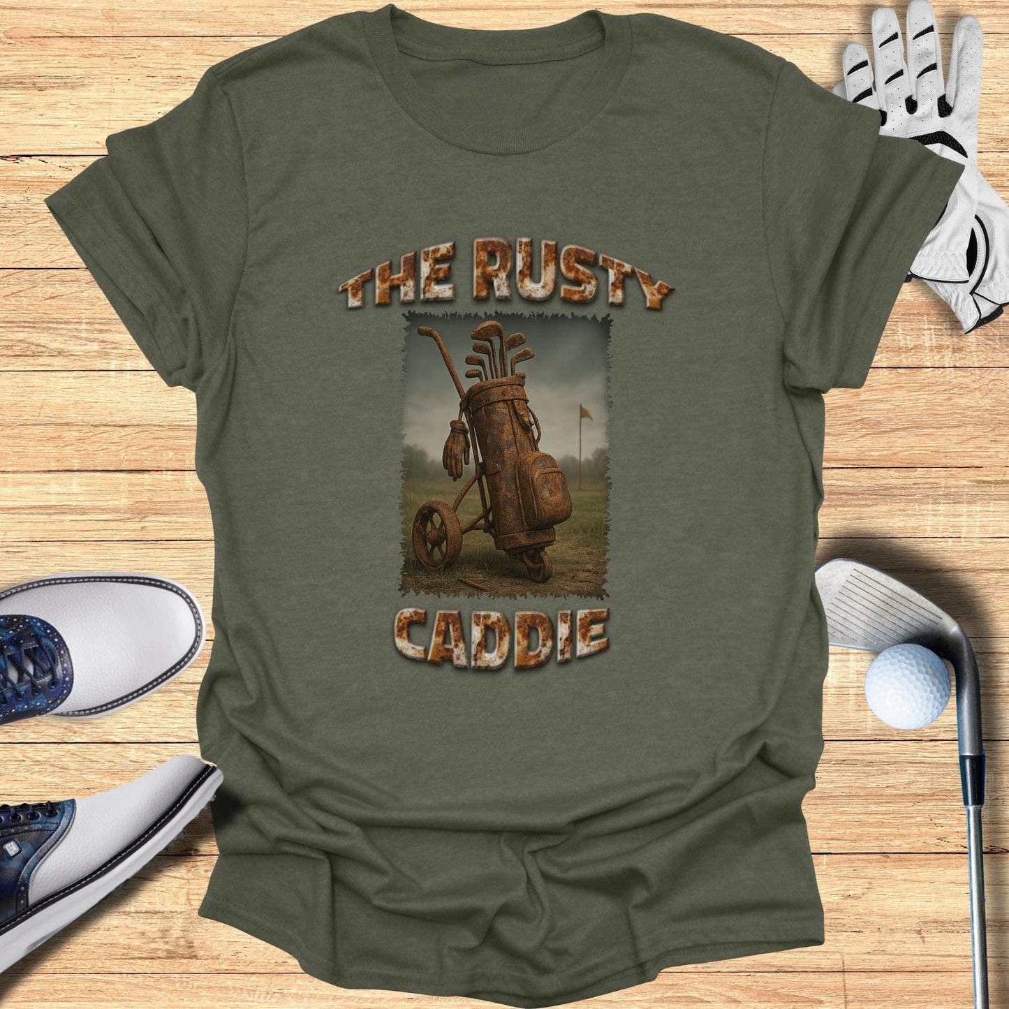 The Rusty Caddie T-Shirt - Funny Golf Tee by Swing Epic