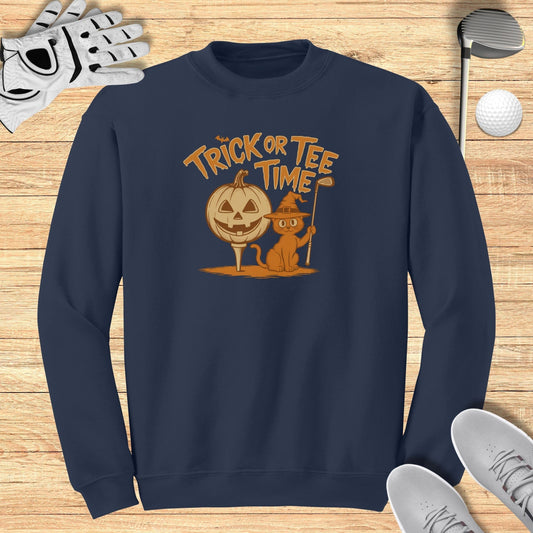Trick or Tee Time Sweatshirt - Funny Golf Tee by Swing Epic