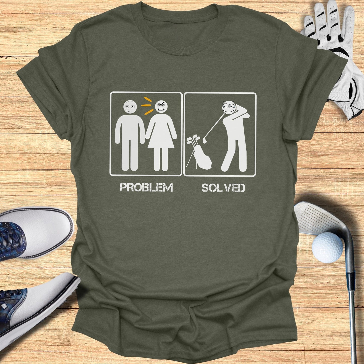 Problem Solved Golf T-Shirt - Funny Golf T-Shirt by SwingEpic