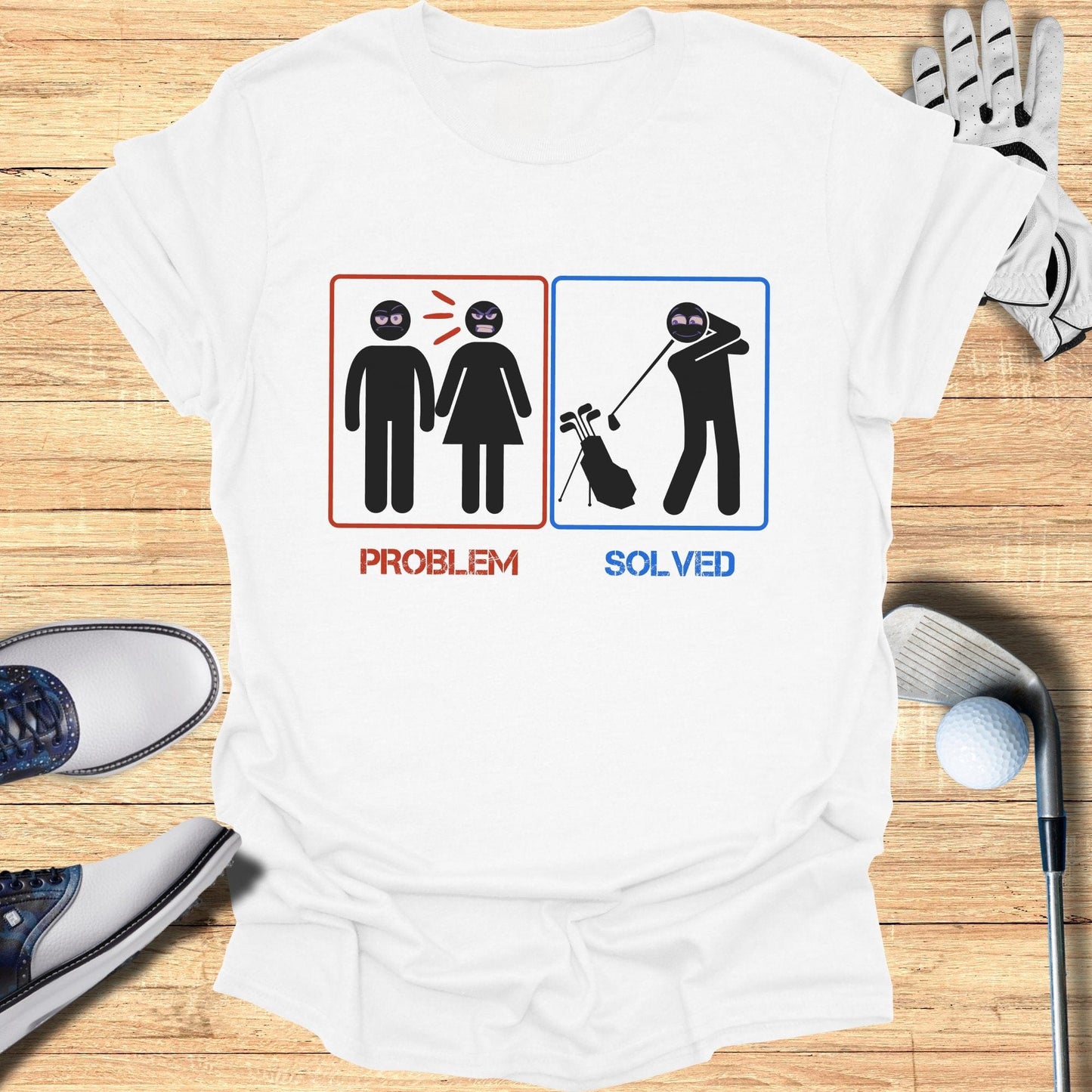 Problem Solved Golf T-Shirt - Funny Golf T-Shirt by SwingEpic