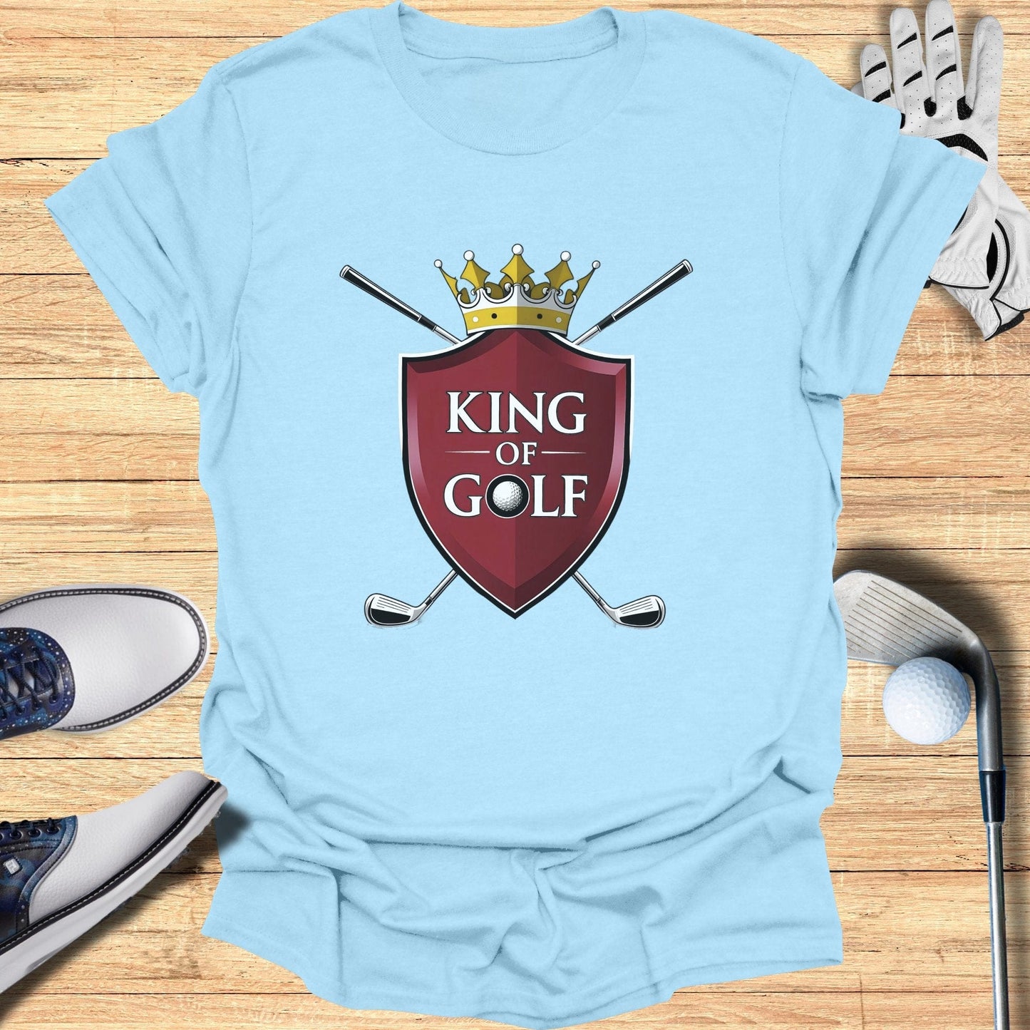 King Of Golf Shield T-Shirt - Funny Golf Tee by Swing Epic