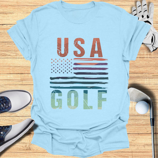 USA Golf Distressed Flag T-Shirt - Funny Golf Tee by Swing Epic