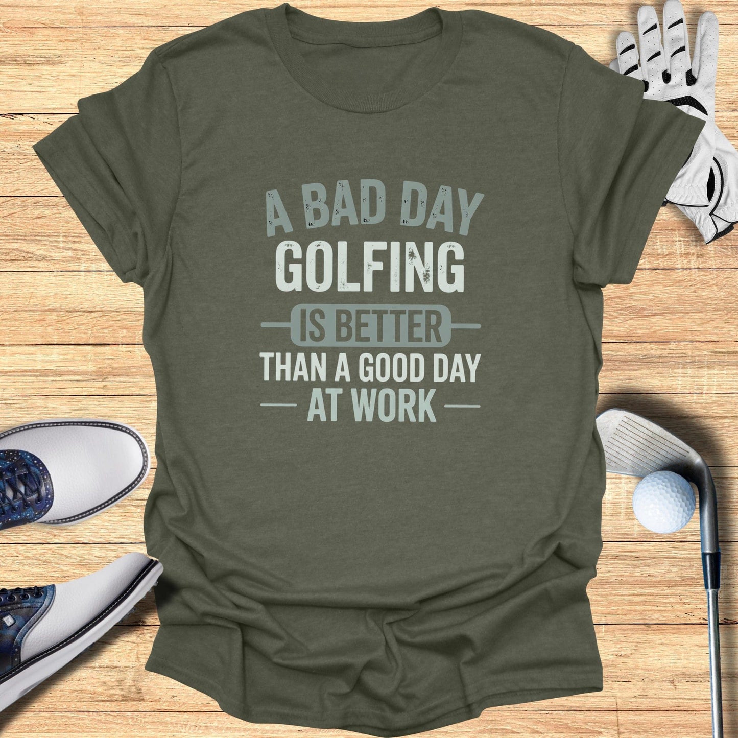 Bad Golf > Good Work T-Shirt - Funny Golf Tee by Swing Epic