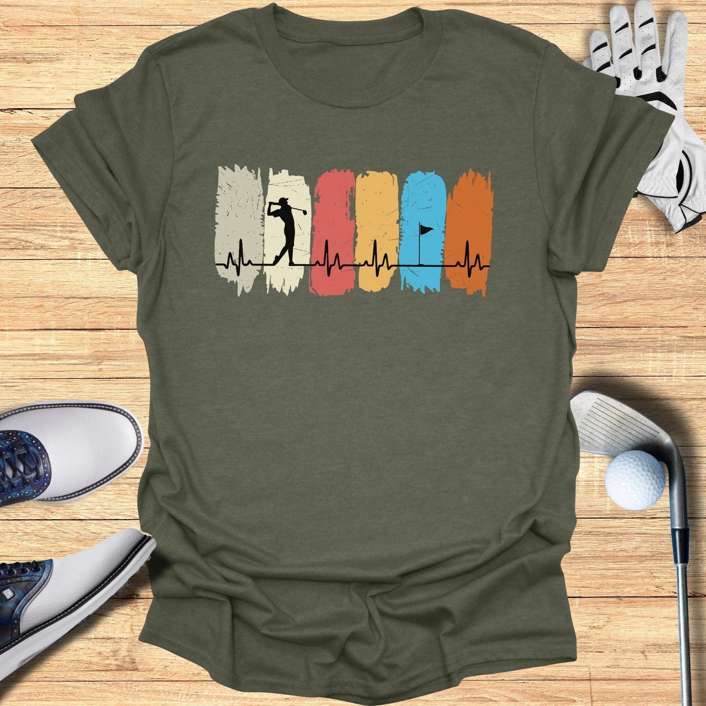 Golfing Heartbeat T-Shirt - Funny Golf Tee by Swing Epic