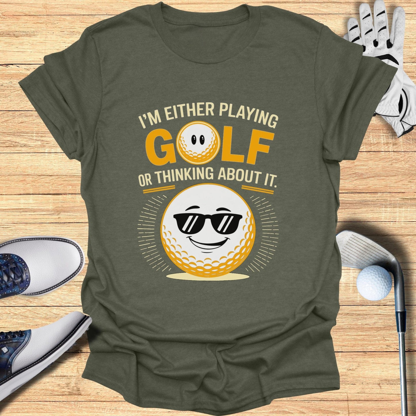 Playing Golf Or Thinking T-Shirt - Funny Golf Tee by Swing Epic