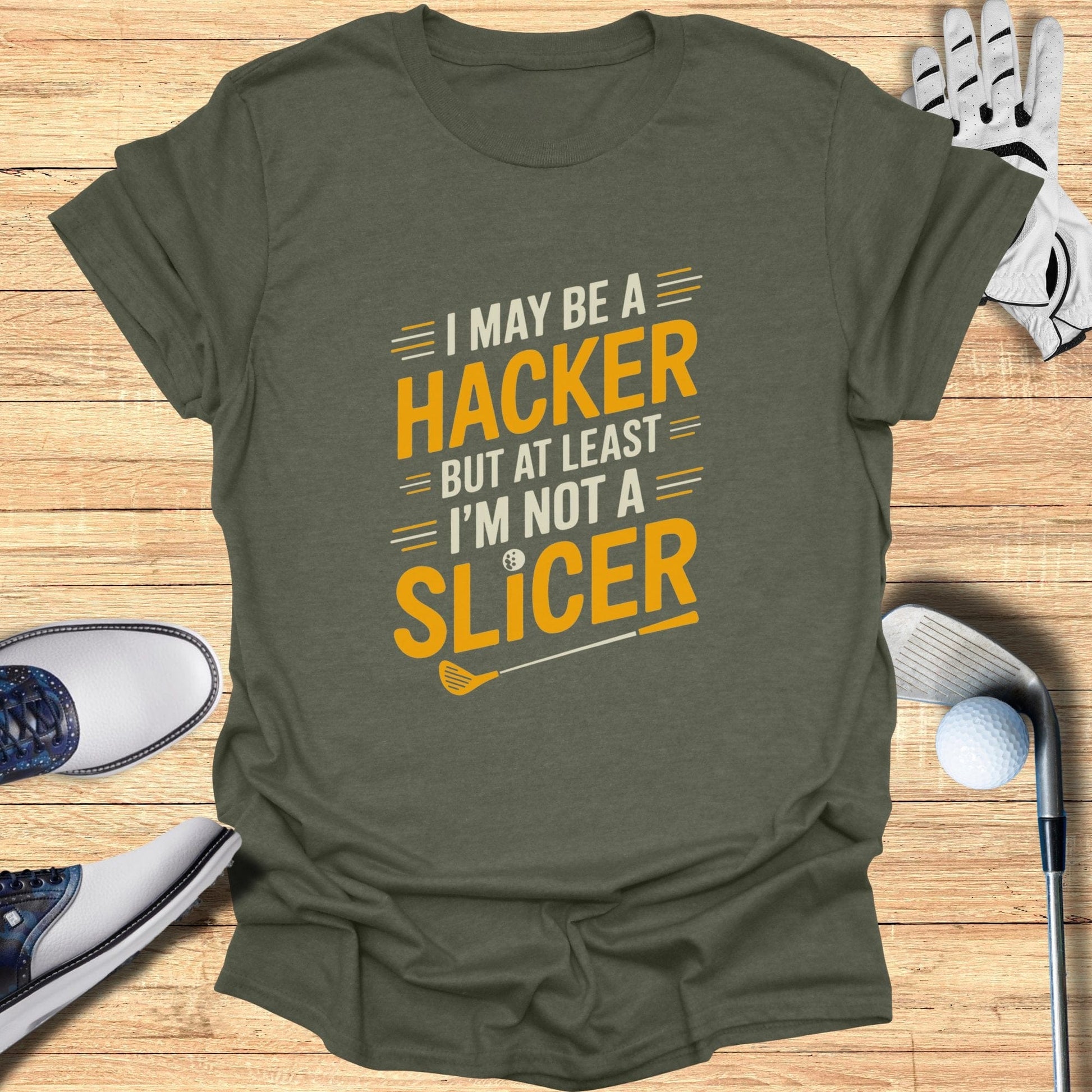 I May Be A Hacker - Funny Golf Tee by Swing Epic