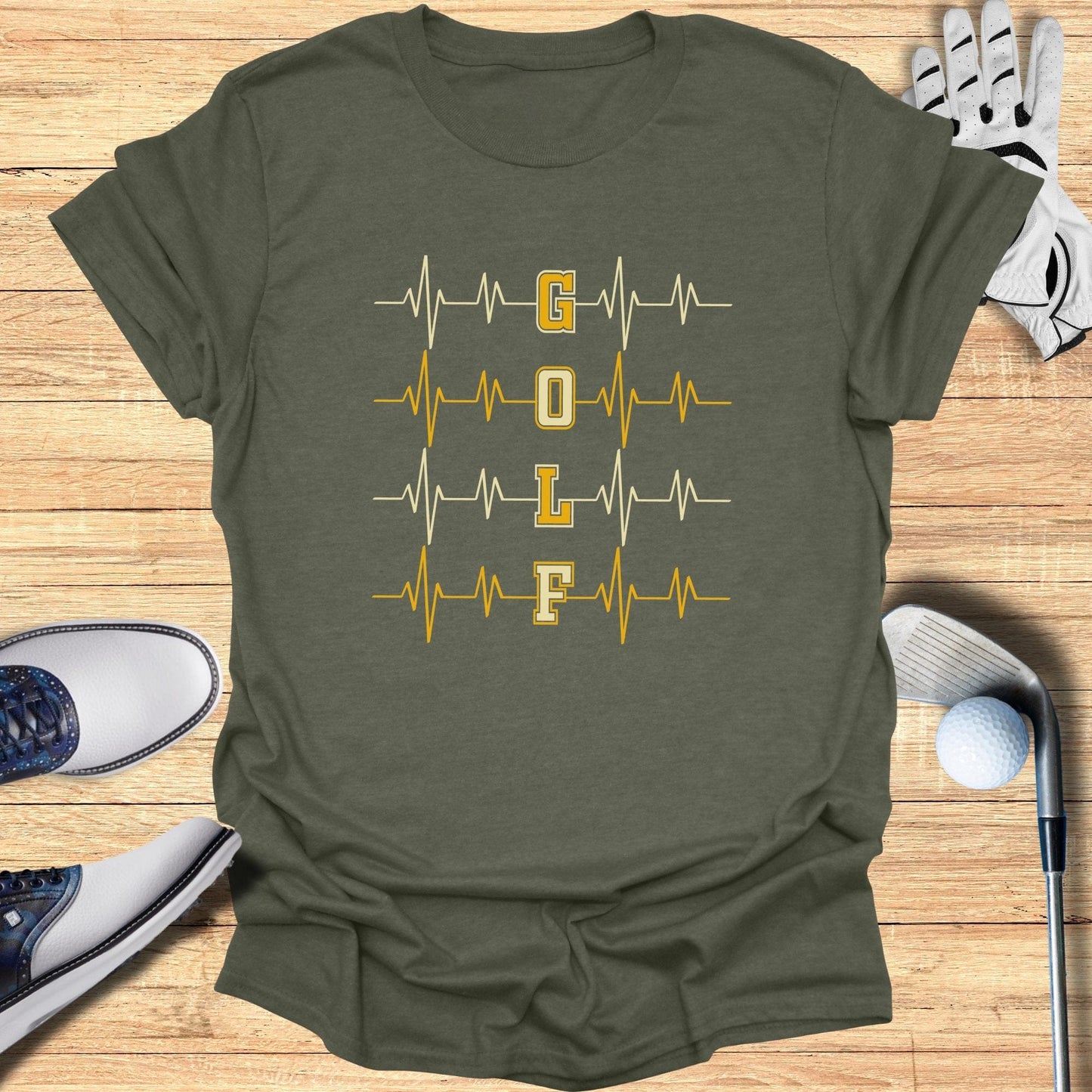 Golf Heartbeat T-Shirt - Funny Golf Tee by Swing Epic