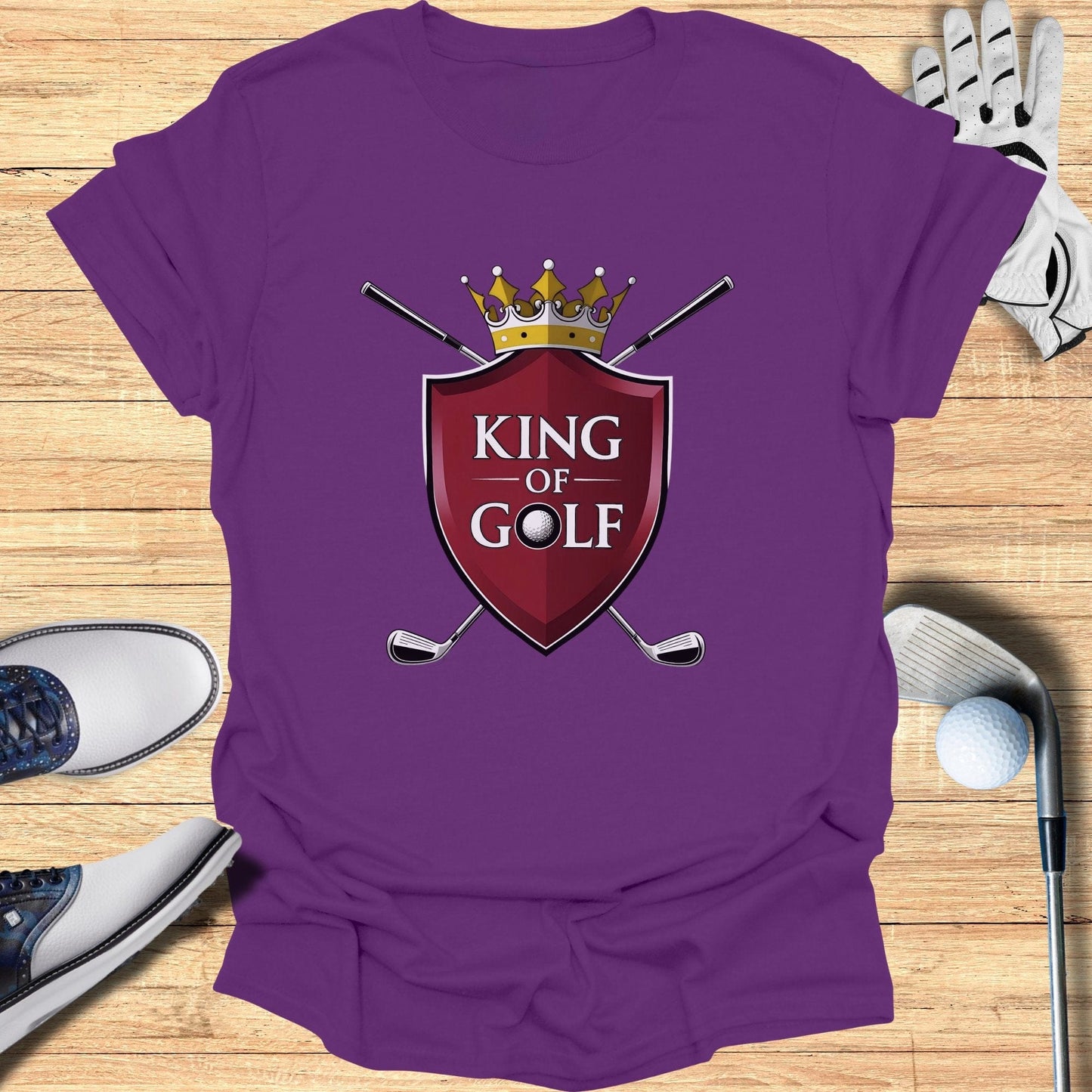 King Of Golf Shield T-Shirt - Funny Golf Tee by Swing Epic
