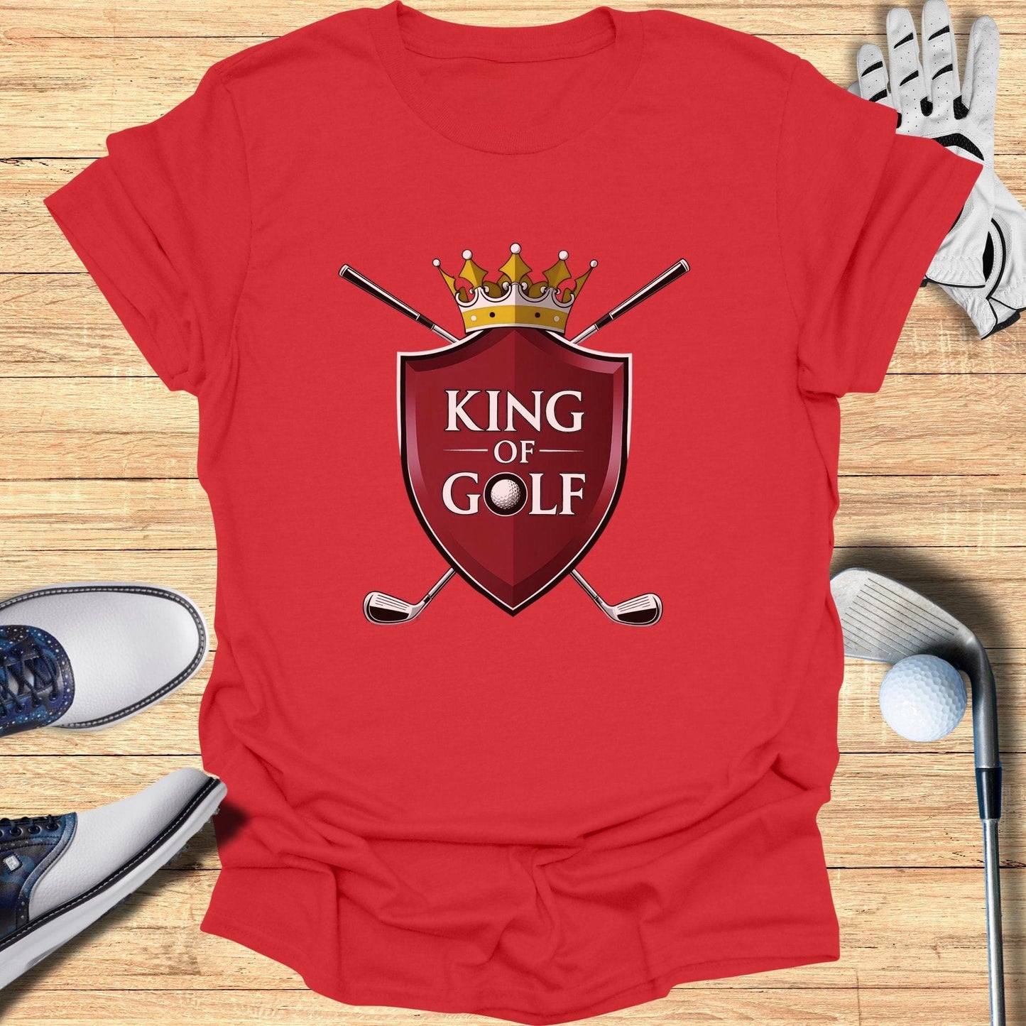 King Of Golf Shield T-Shirt - Funny Golf Tee by Swing Epic