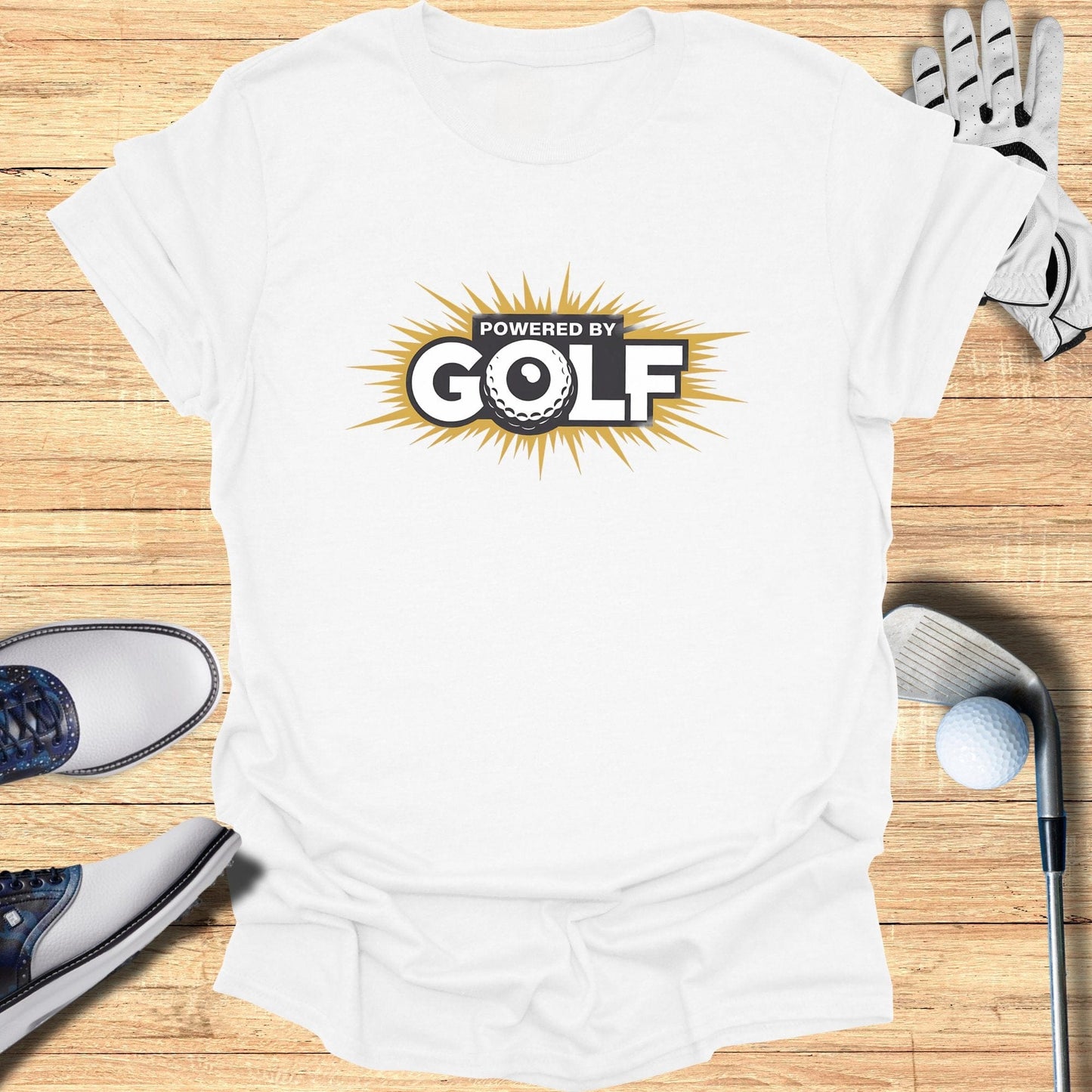 Powered by Golf T-Shirt - Funny Golf Tee by Swing Epic