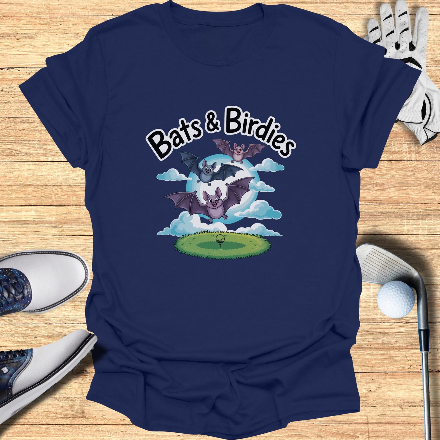 Bats and Birdies Golf Themed Designed T-Shirt product type