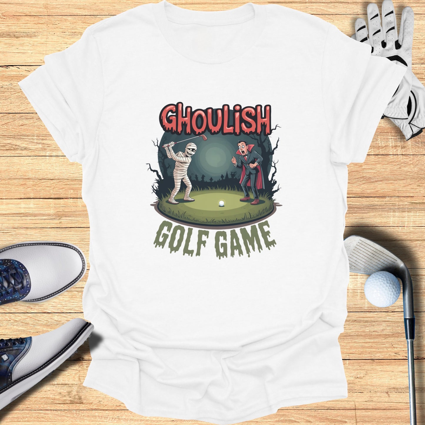 Ghoulish Golf Game Graphic Halloween T-shirt product type