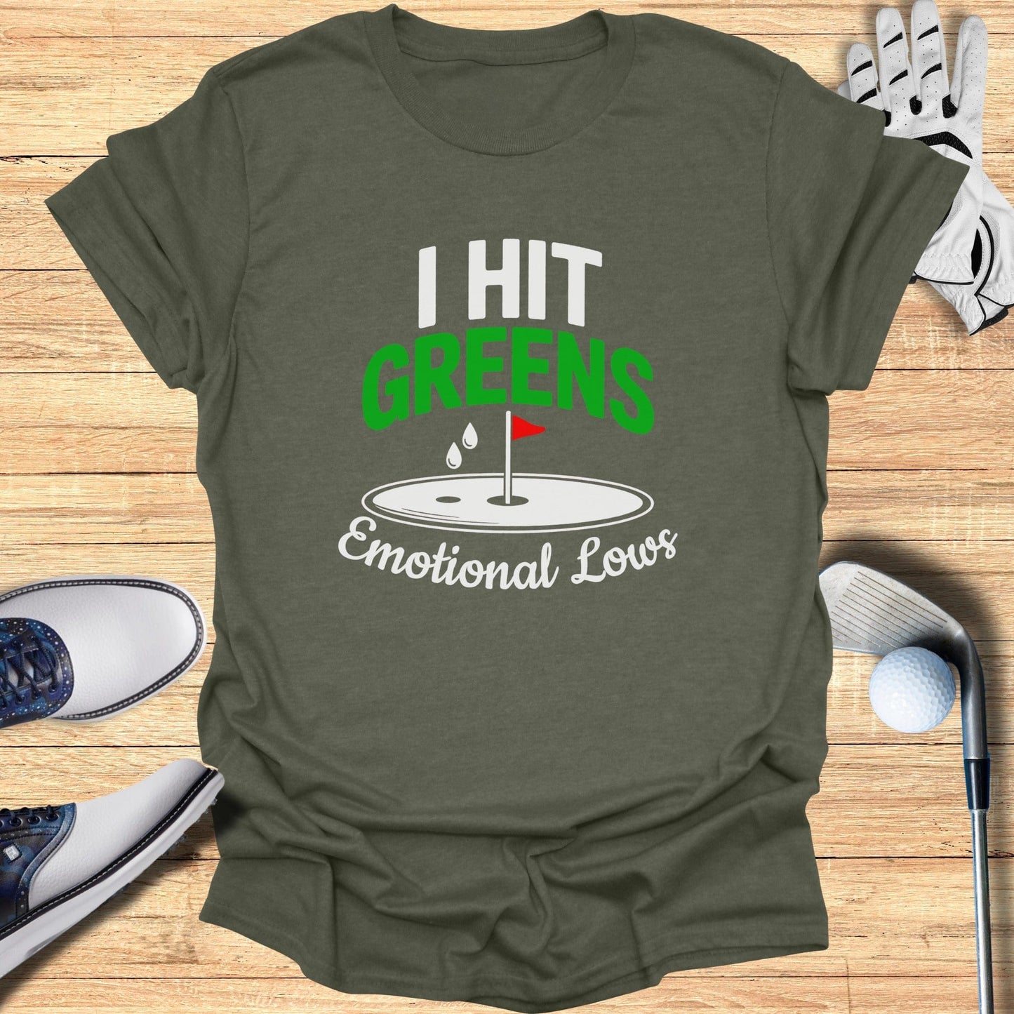 Greens & Emotional Lows T-Shirt - Funny Golf Tee by Swing Epic