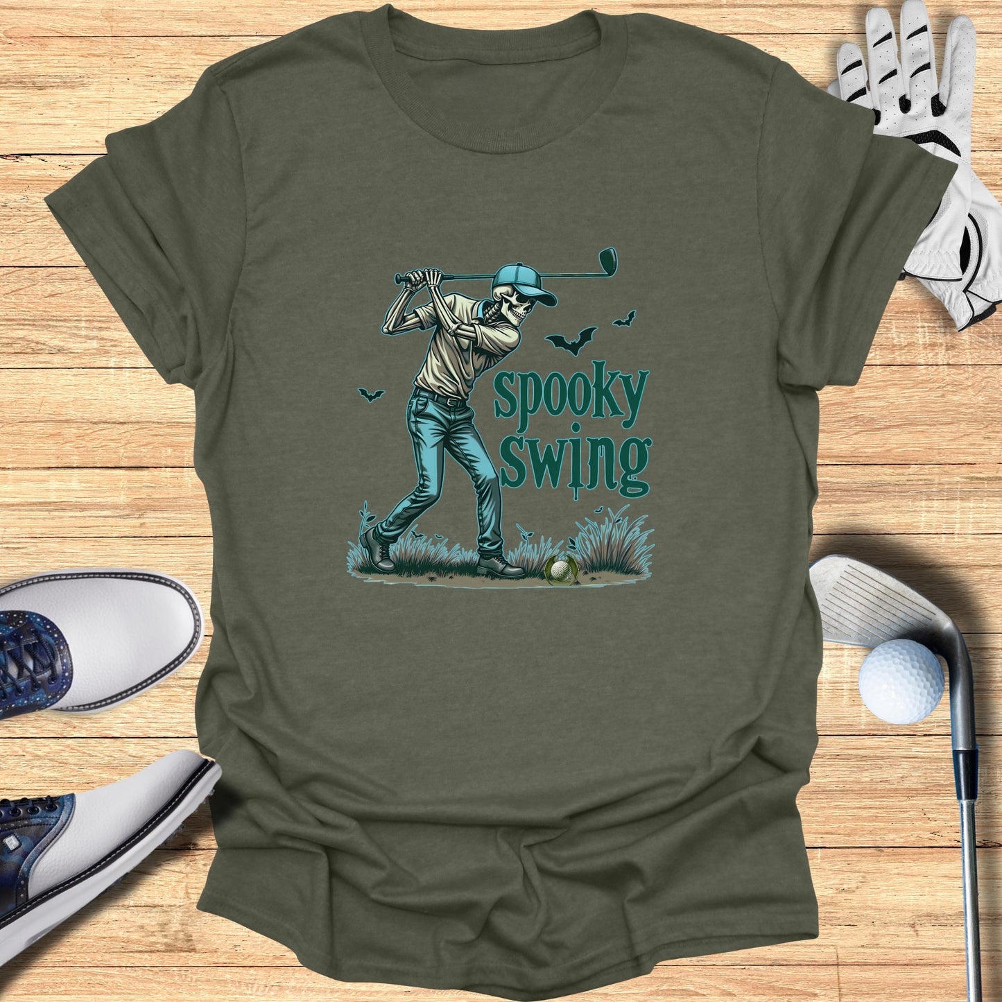 Spooky Swing Golf Halloween Themed Graphic T-shirt