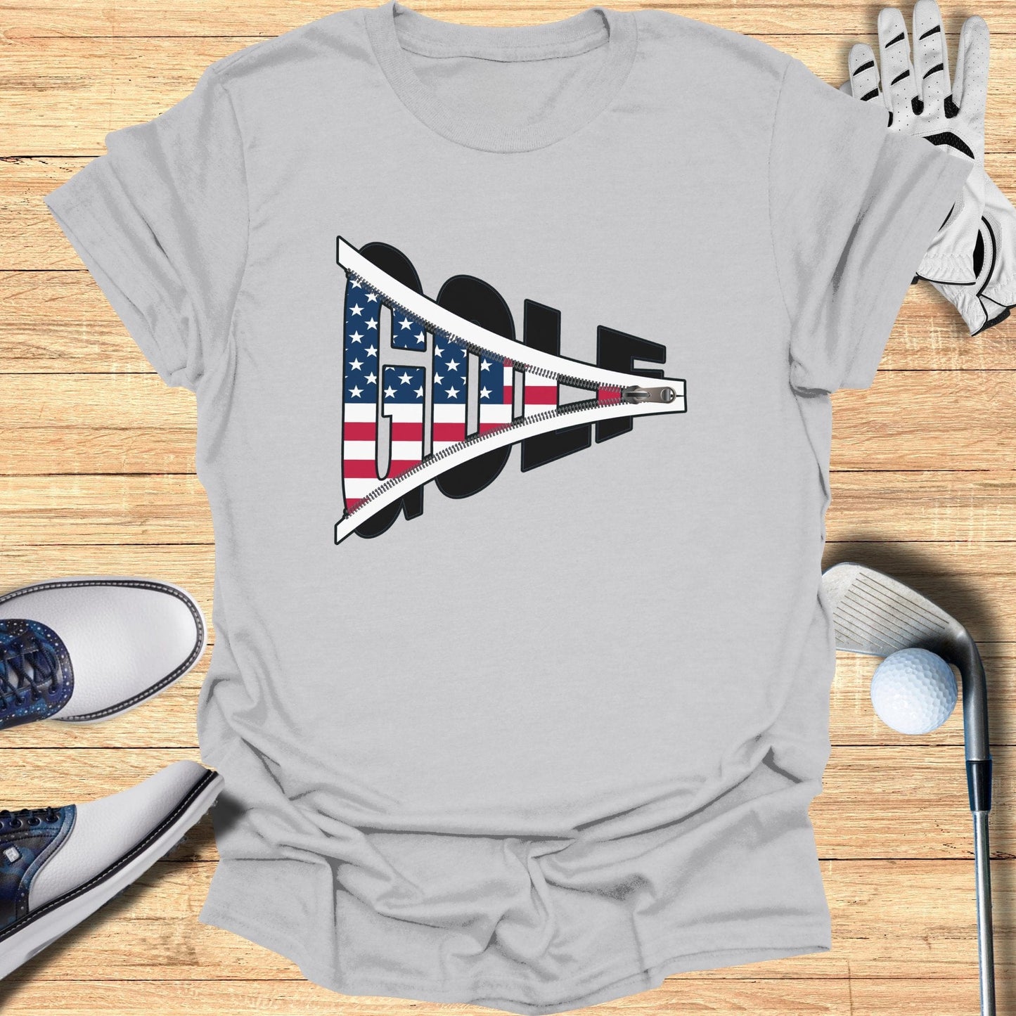 Stars and Stripes Zip T-Shirt - Funny Golf Tee by Swing Epic