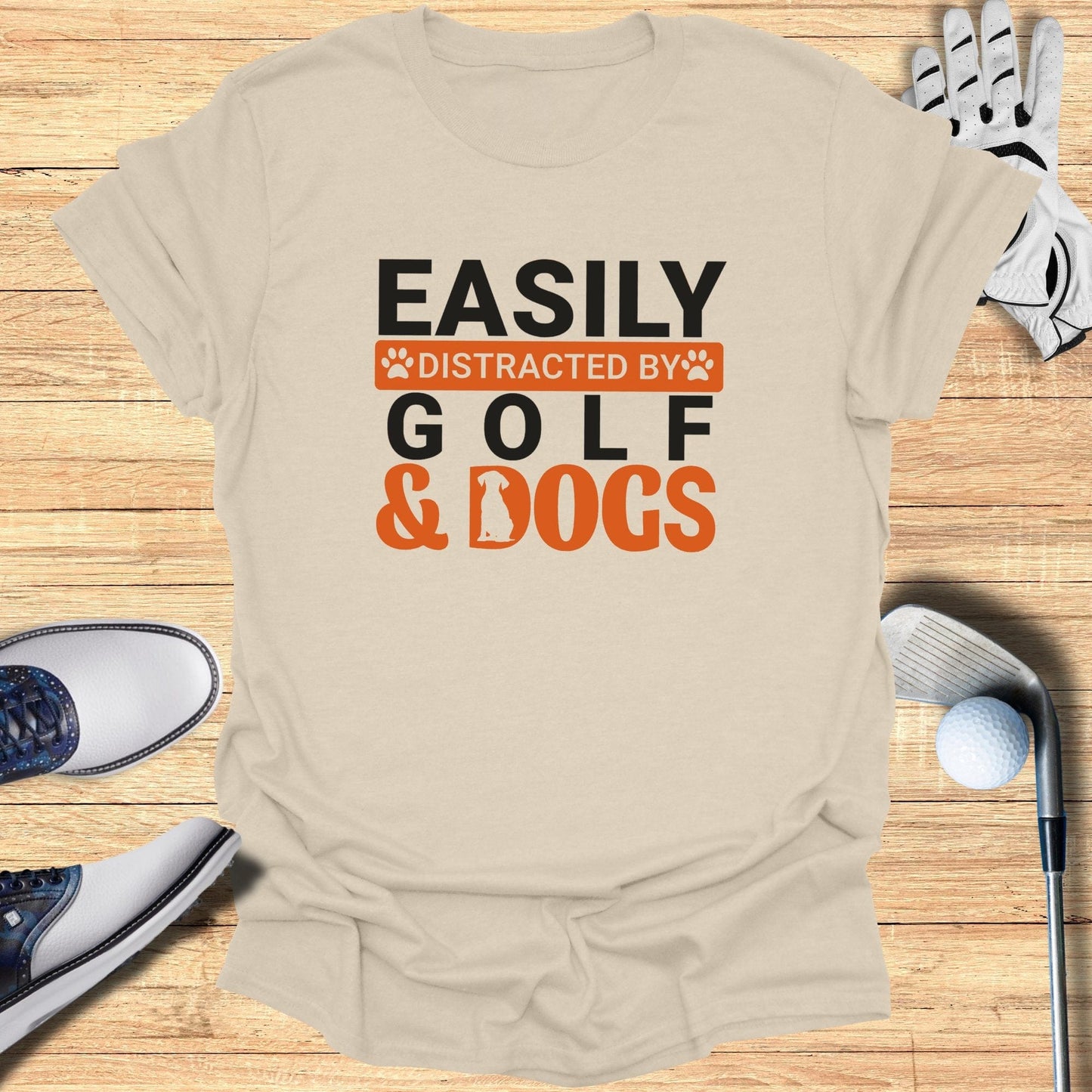Easily Distracted By Golf & Dogs T-Shirt - Funny Golf Tee by Swing Epic