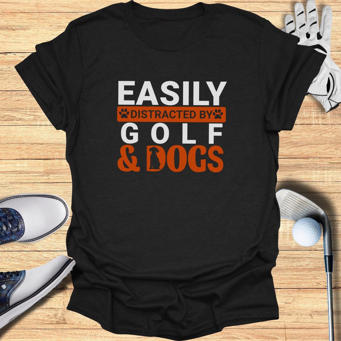 Easily Distracted By Golf & Dogs T-Shirt - Funny Golf Tee by Swing Epic