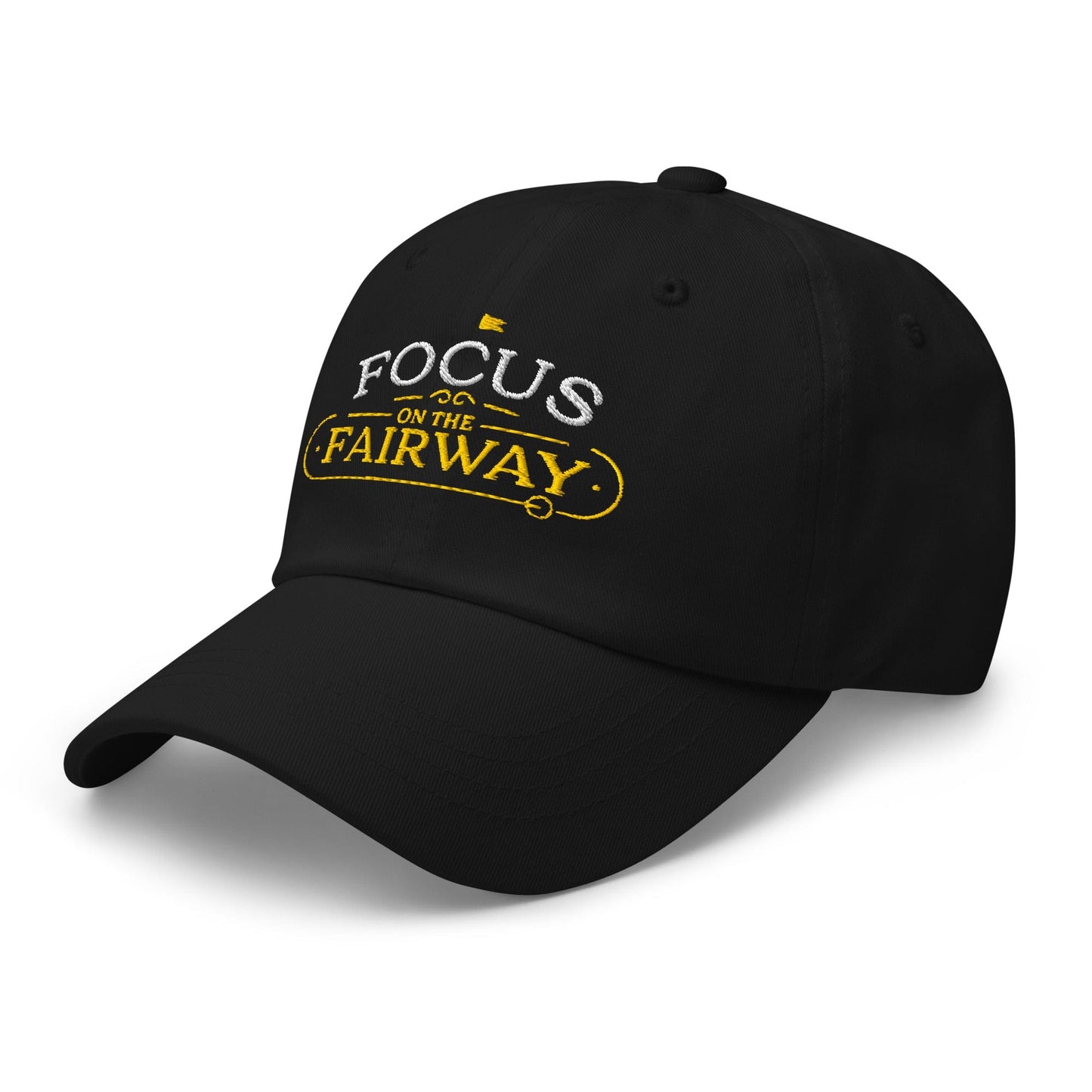 Focus on the Fairway Flag Embroidered Golf Cap - Funny Golf Tee by Swing Epic