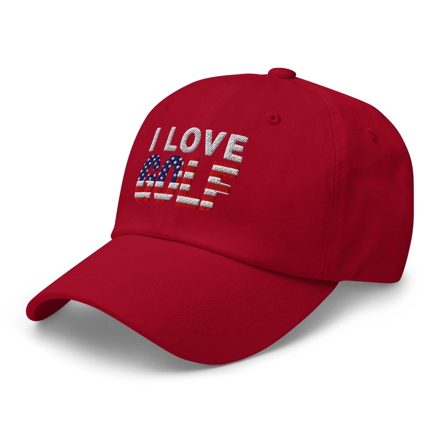 I Love Golf USA Flag Patriotic Embroidered Golf Cap - Funny Golf Tee by Swing Epic