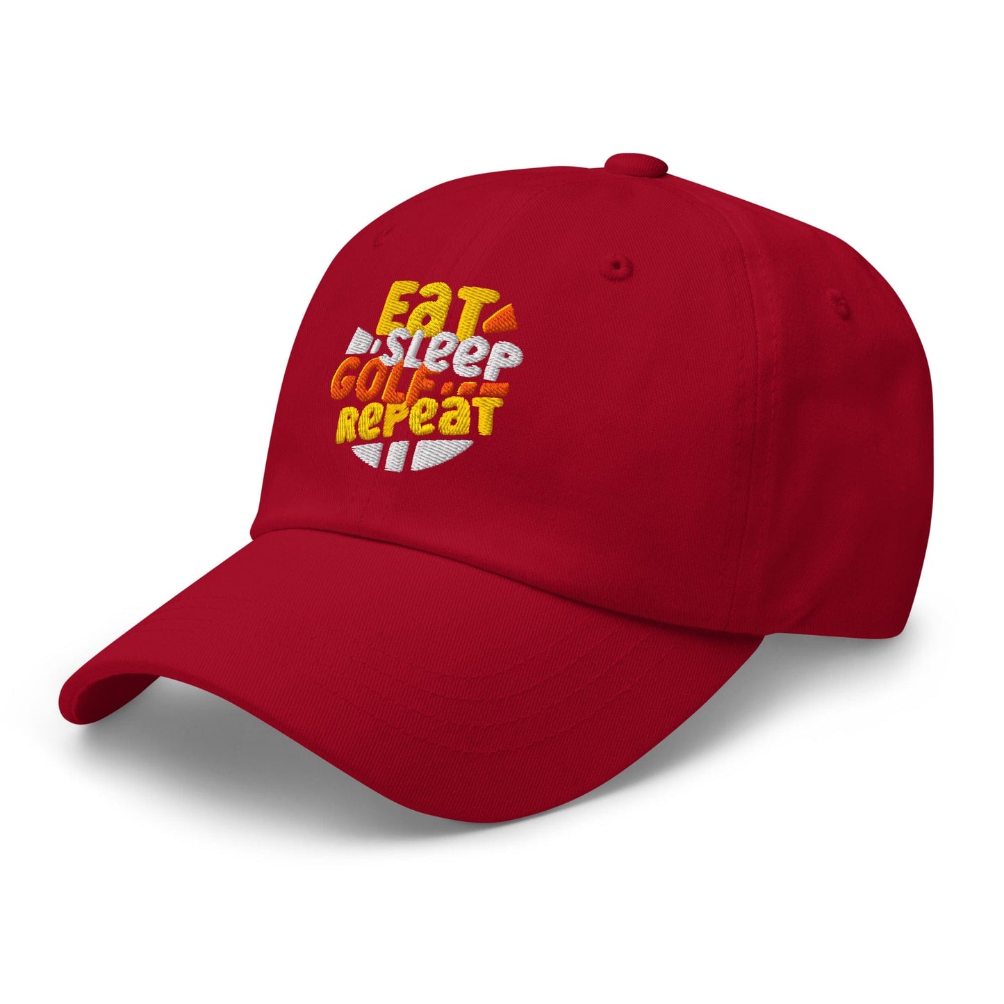 Eat Sleep Golf Repeat Fun Design Embroidered Golf Cap - Funny Golf Tee by Swing Epic