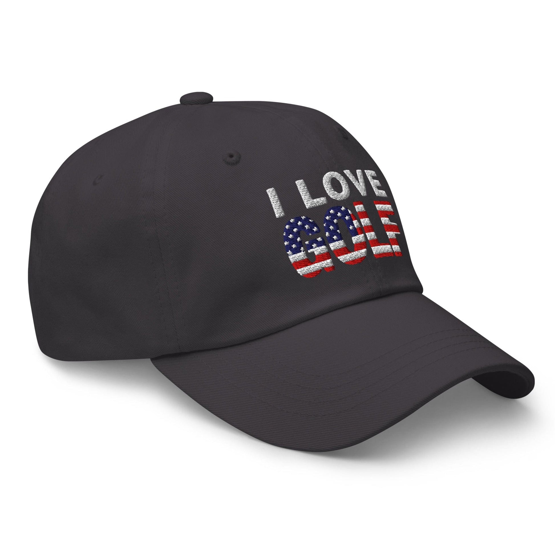 I Love Golf USA Flag Patriotic Embroidered Golf Cap - Funny Golf Tee by Swing Epic